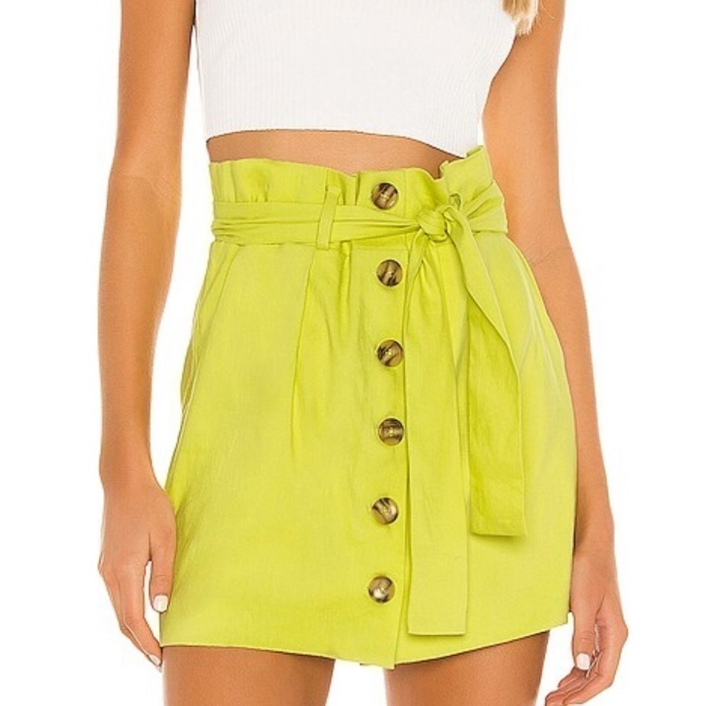 Lovers + Friends Linen Blend Paperbag Waist Mini Skirt Sz S